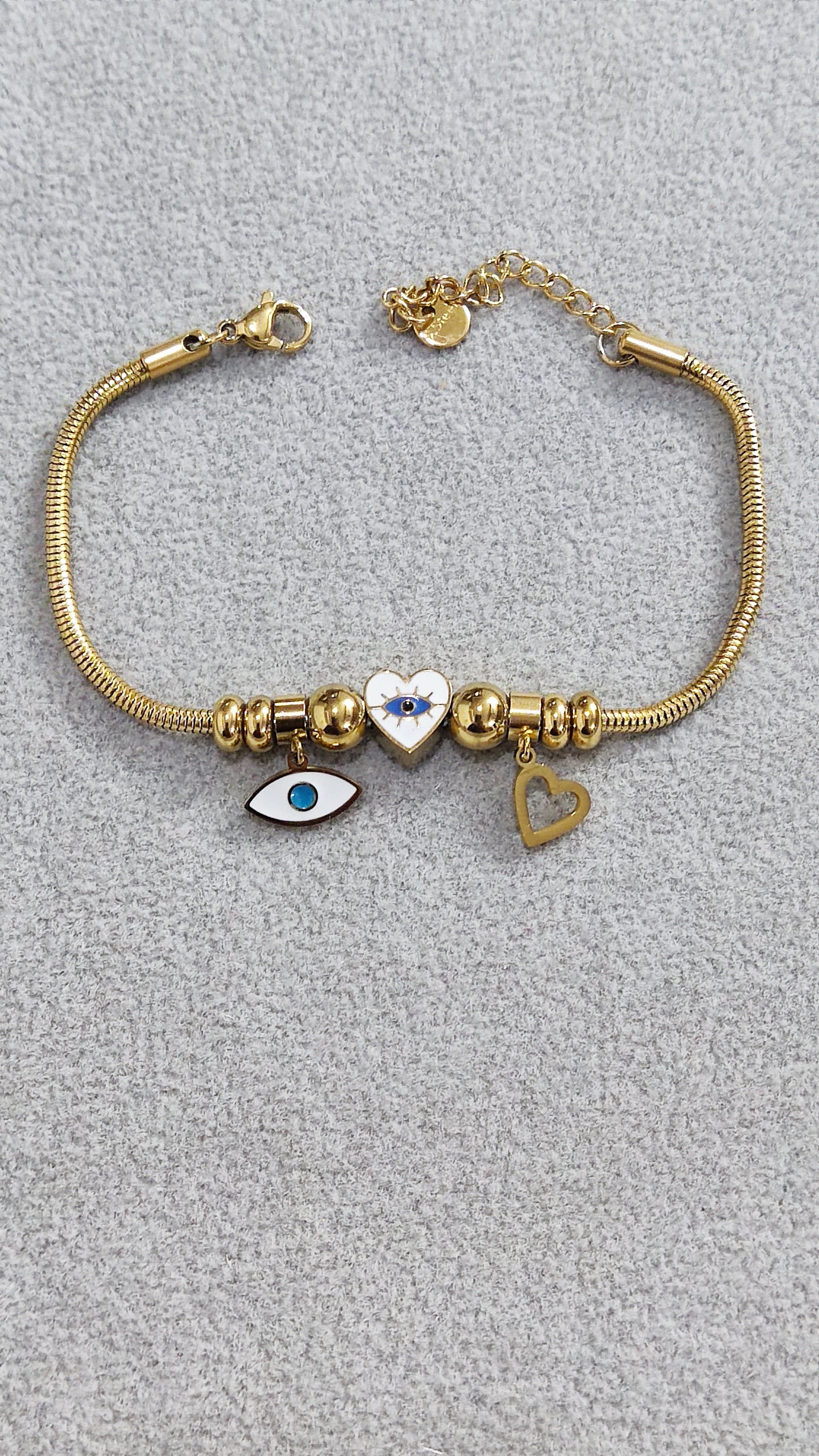 Evil Eye & Heart Charm Bracelet