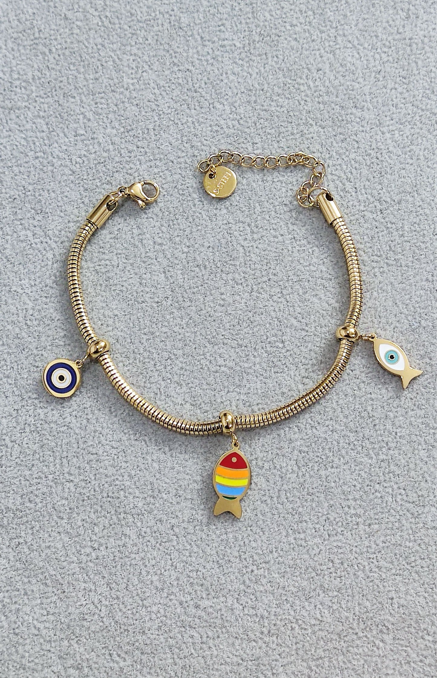 Fish Evil Eye Charm Bracelet