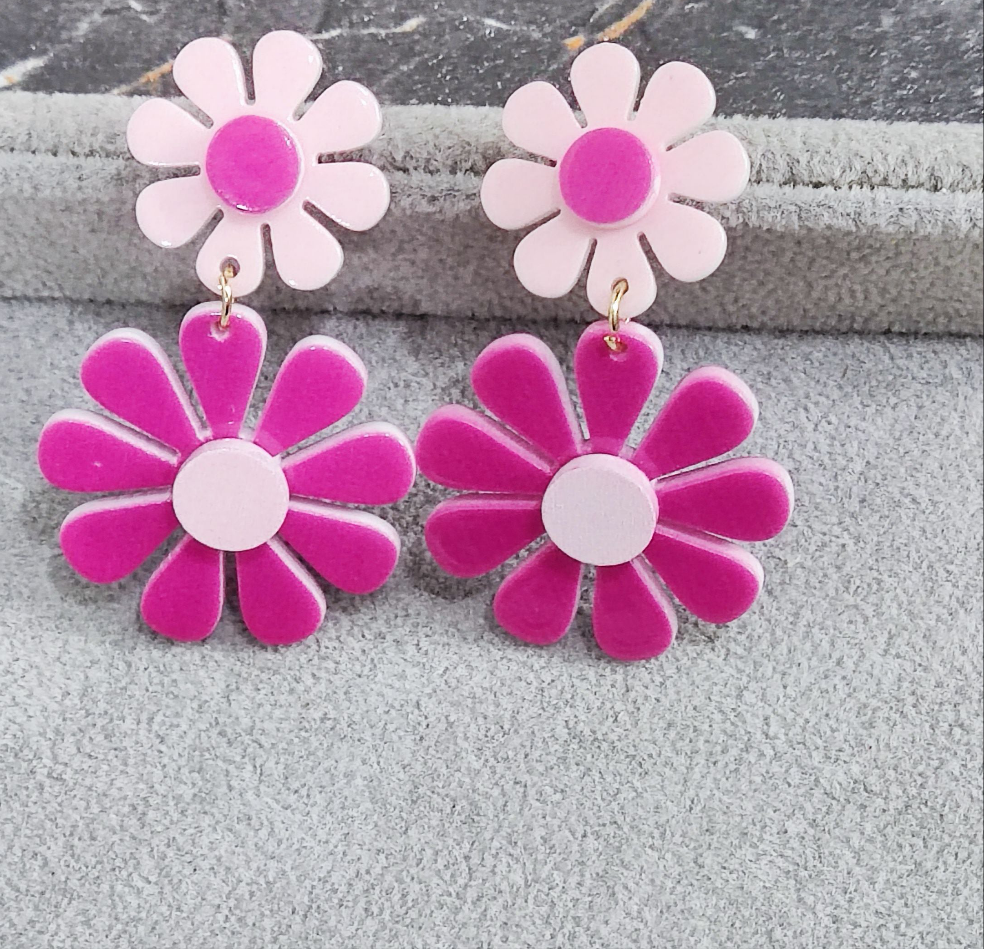 Pink Flower Danglers