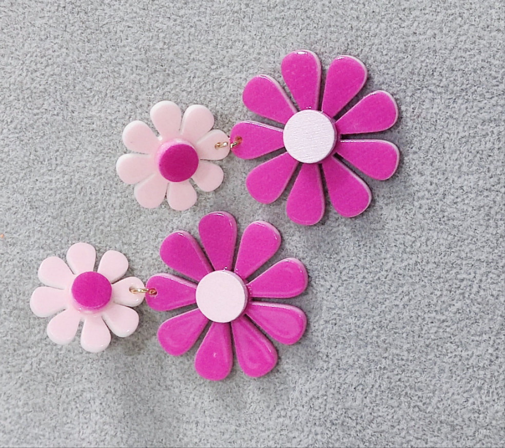 Pink Flower Danglers