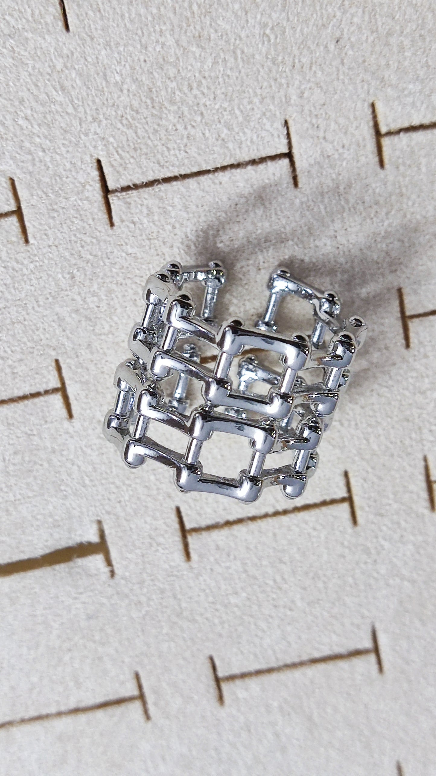 Silver Link Grid Ring