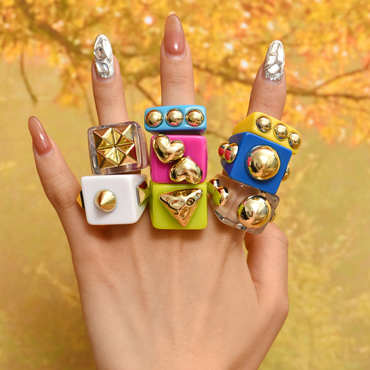 Set of 8- Funky Rings