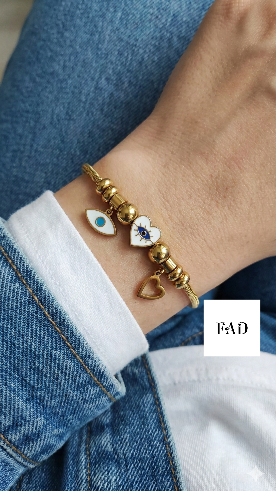 Evil Eye & Heart Charm Bracelet