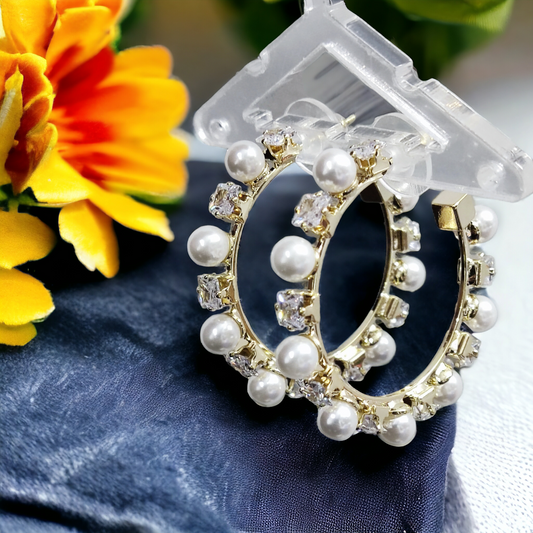 Pearl Bling Hoops