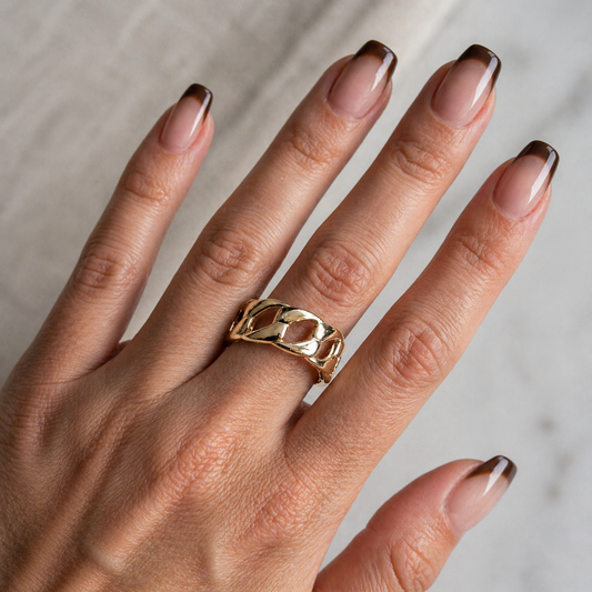 Golden Wave Link Ring