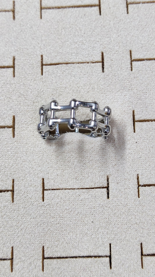 Silver Link Grid Ring