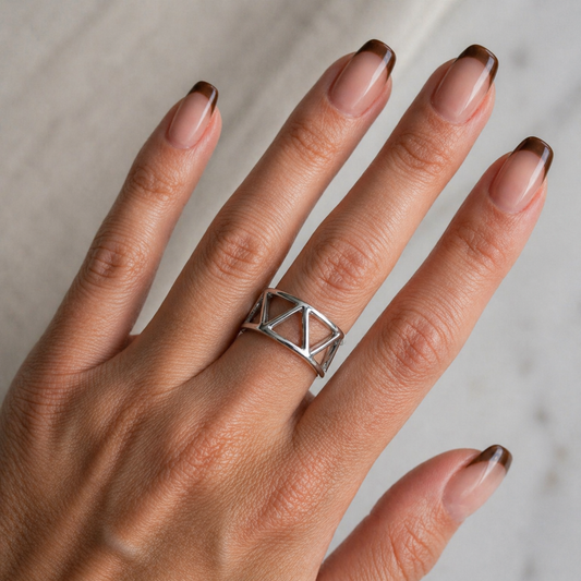 Silver Geo Frame Ring