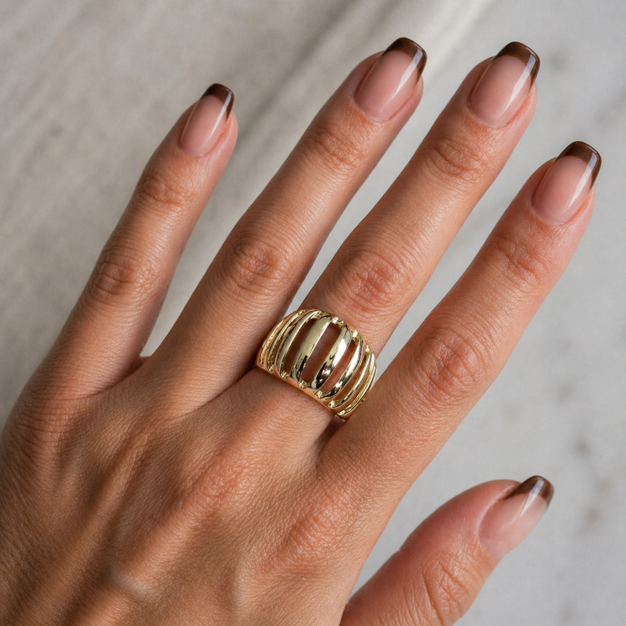Golden Ribbed Ring