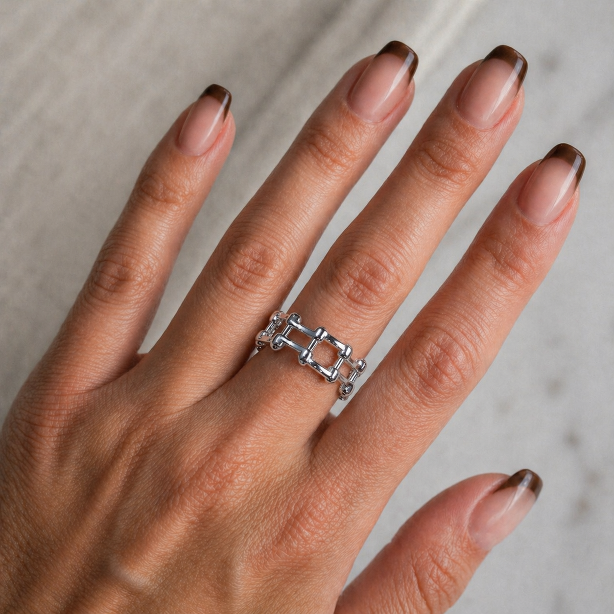 Silver Link Grid Ring
