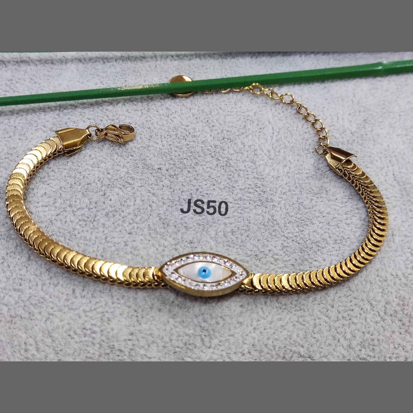 Evil Eye Ribbed Bracelet