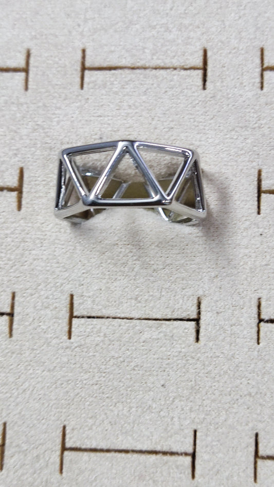 Silver Geo Frame Ring